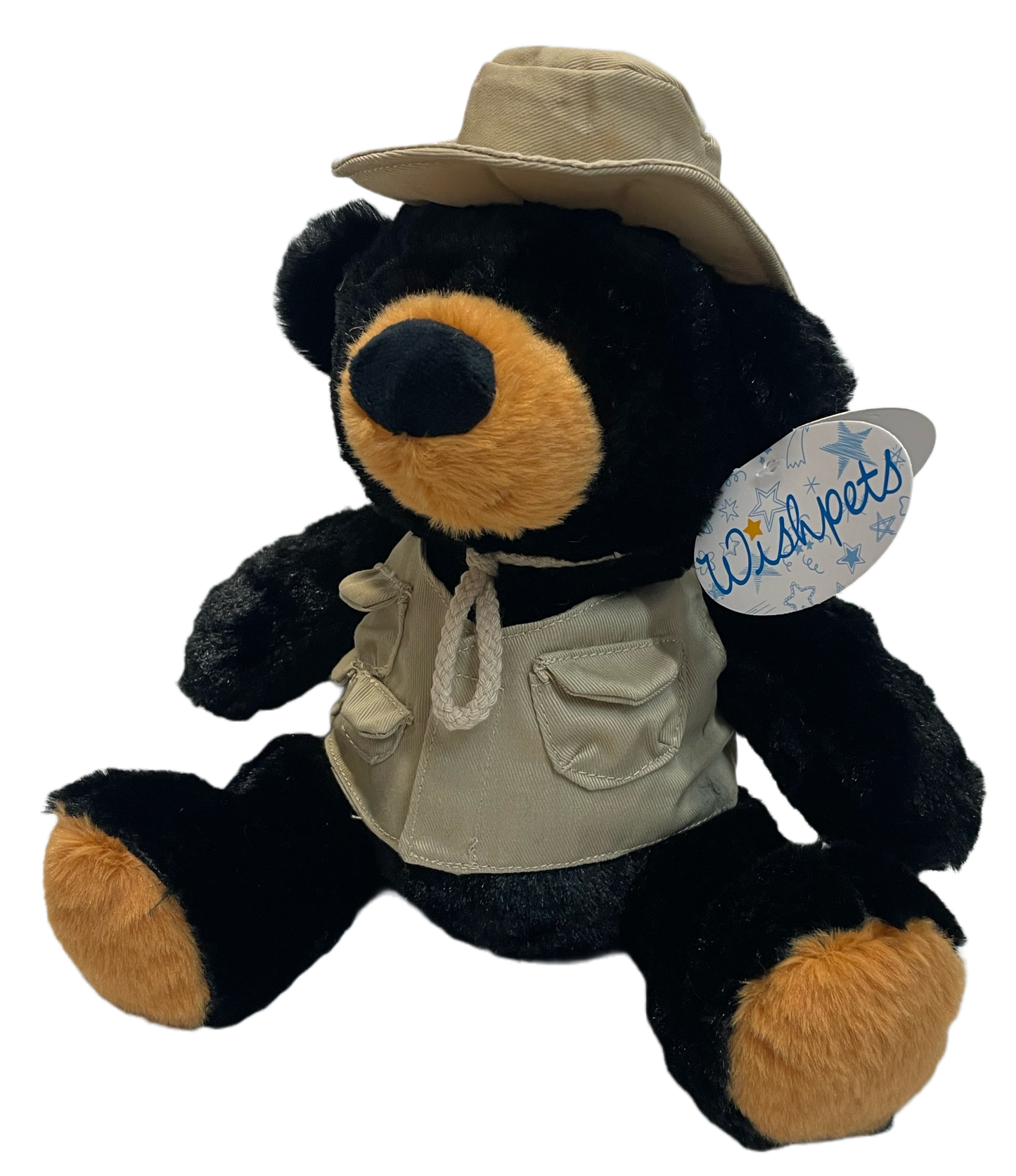 Black Bear Plush with Vest and Hat
