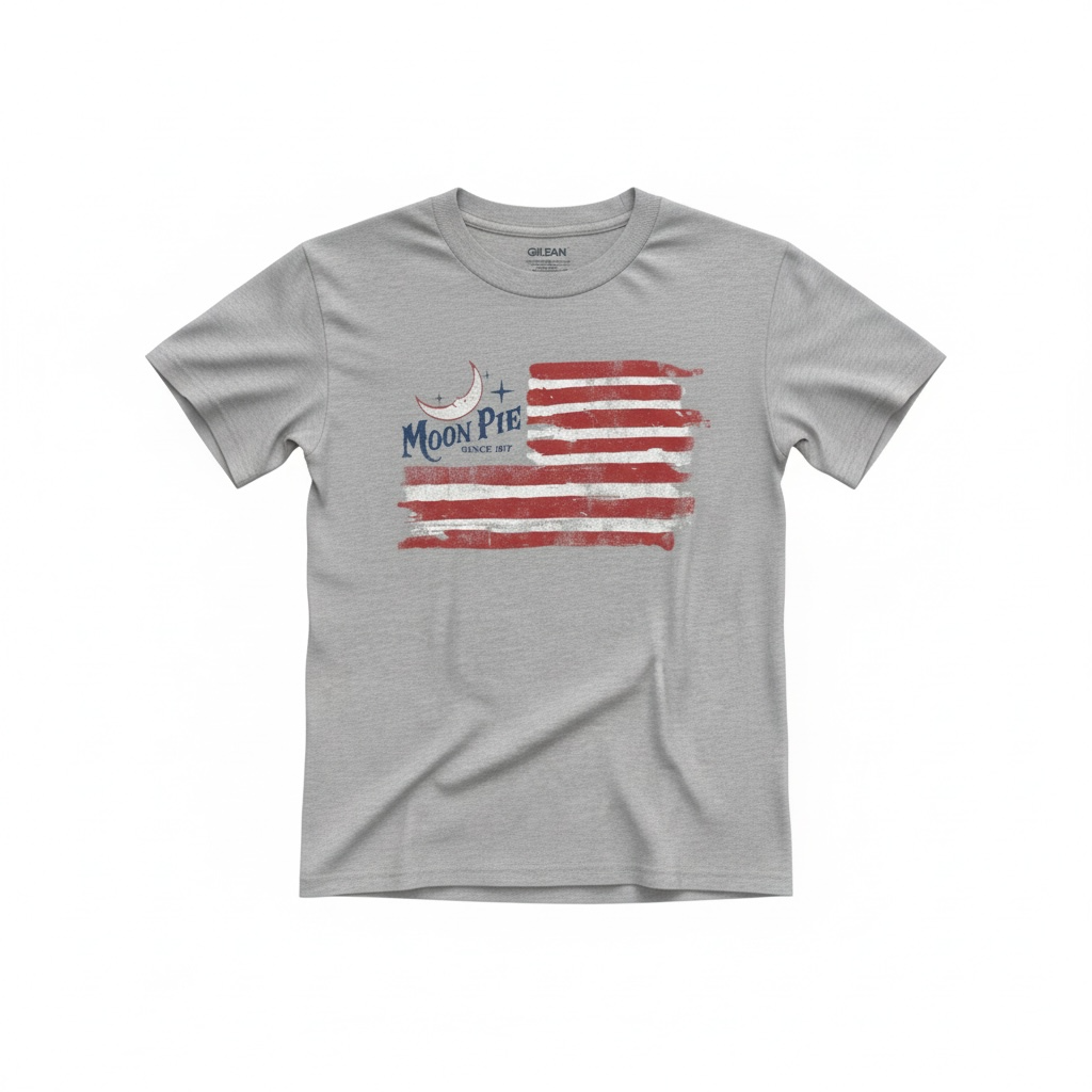 MoonPie Patriotic American Flag Youth T-Shirt – Heather Gray