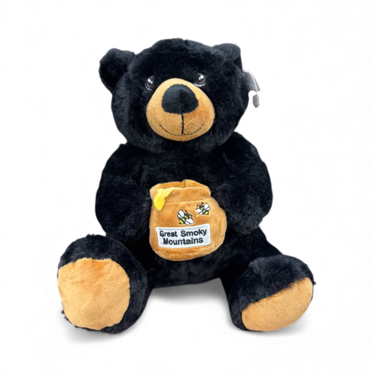 Plush Black Bear Holding Honey