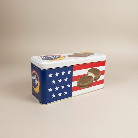 MoonPie Patriotic American Flag Tin – Empty or Filled with Mini MoonPies