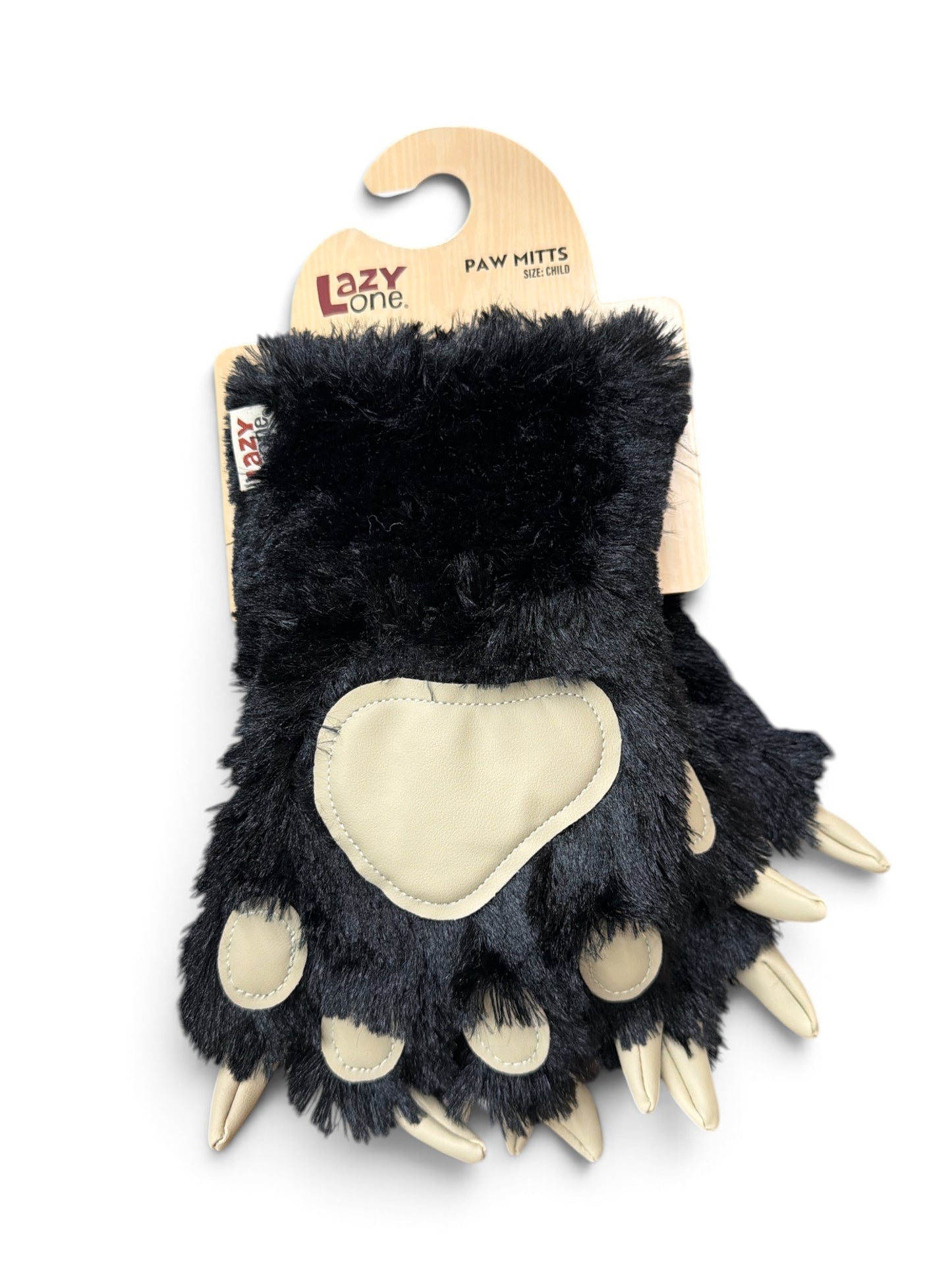 LazyOne Bear Paw Mitts – Plush Black Bear Gloves for Kids and Adults