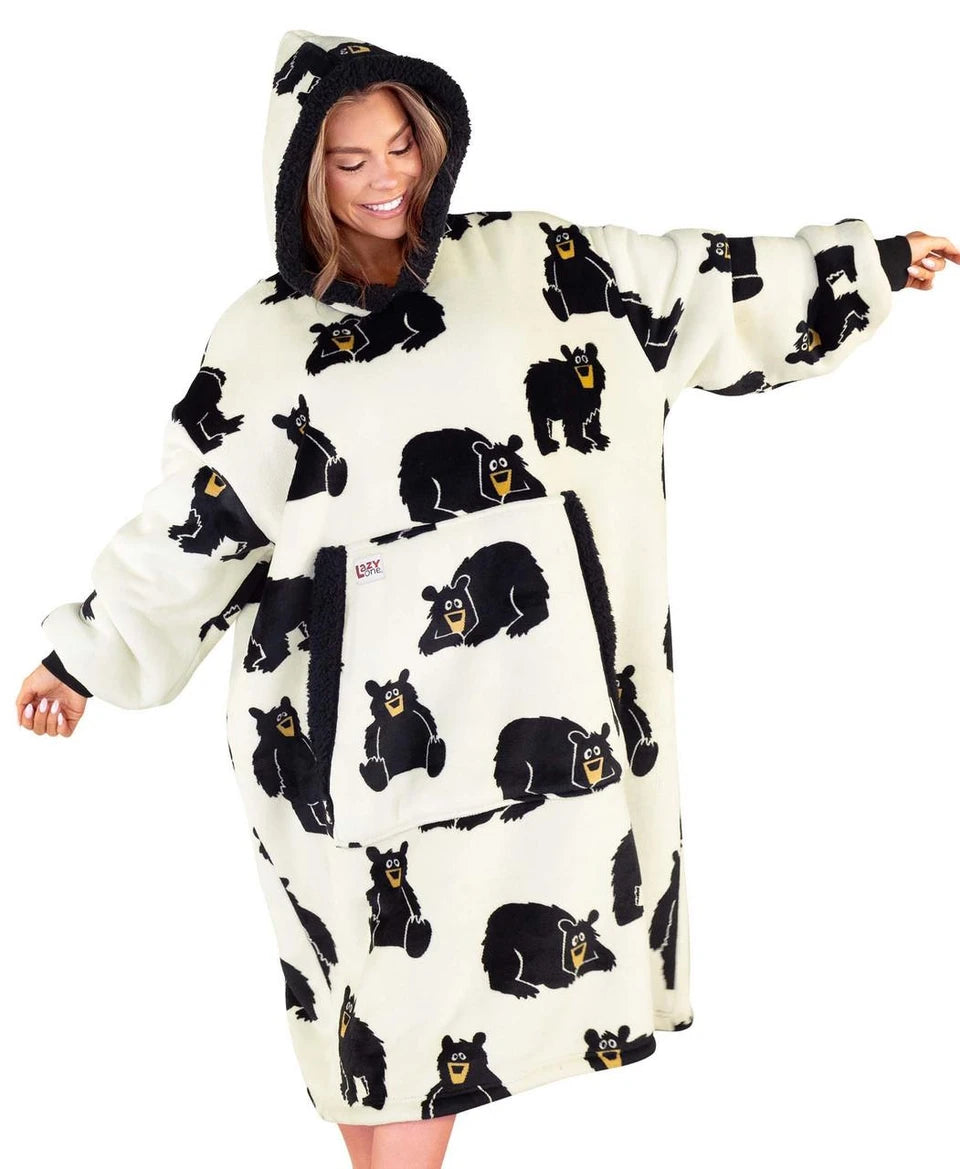 LazyOne Family Bear Oversized Hoodie Blanket – Black Bear