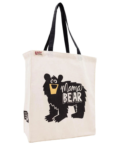 LazyOne Mama Bear Tote Bag – Black Bear Canvas Shopping Bag