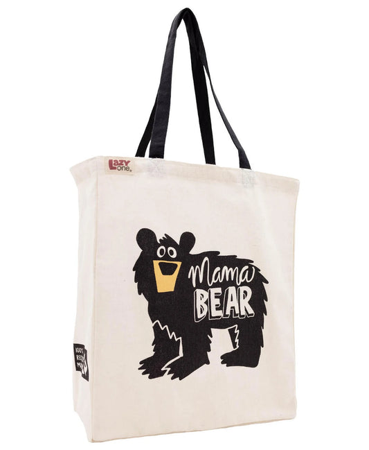 LazyOne Mama Bear Tote Bag – Black Bear Canvas Shopping Bag